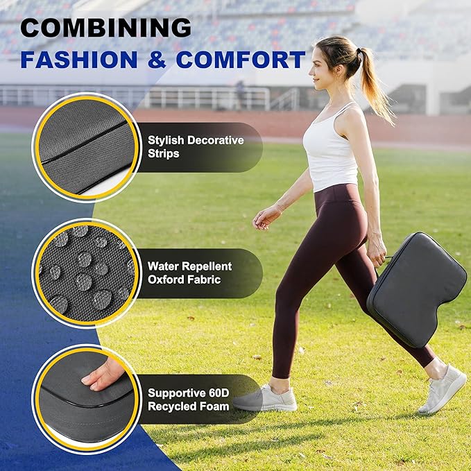 FASTMOMENT 2 Pcs Stadium Seat Cushions Water-Repellent Bleacher Seat Cushions Indoor & Outdoor Seat Cushion for Bleachers Portable Stadium Cushion for Sports Events, Office Chairs, Beaches