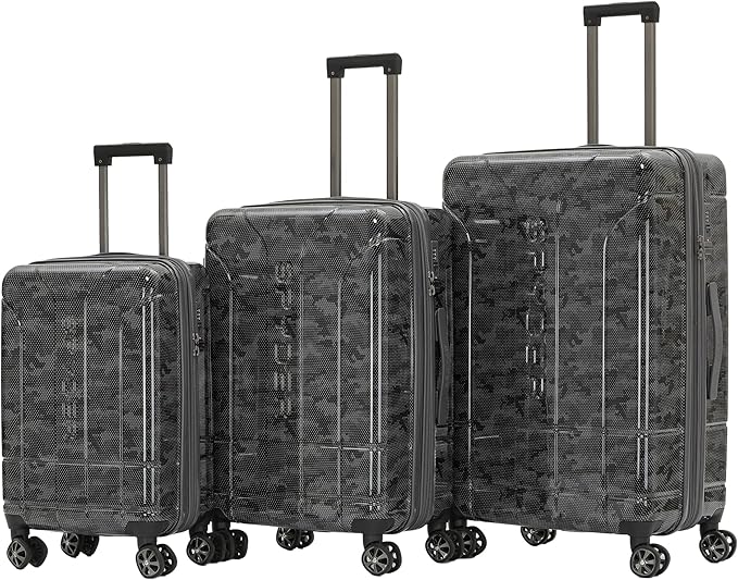 Spyder Matrix 3 Piece Luggage Set with 360° Spinner Wheels, TSA Approved Lock, (20 Inch Carry On, 25 Inch Medium Luggage, 29 Inch Large Checked), Gray/Black