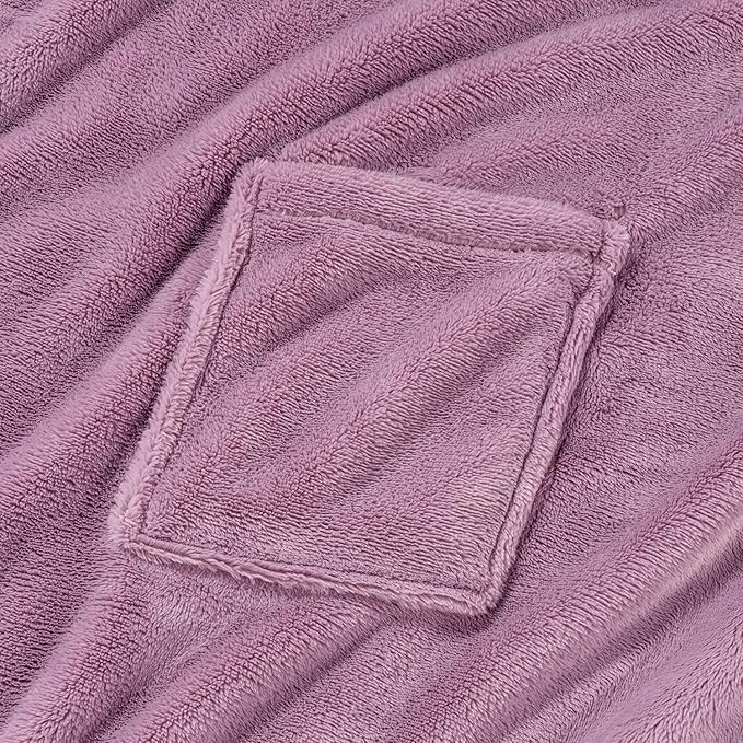 Berkshire Blanket Primalush™ Wearable Blanket, Cozy Loungewear Pocketed Plush Cape Wrap for Adults & Teens(Purple, One Size 58"X64")