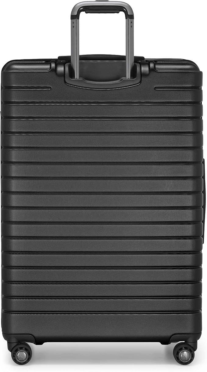 Traveler's Choice Archer Polycarbonate Hardside Spinner Luggage Set, Tie Down Straps, Black, Checked 29-Inch