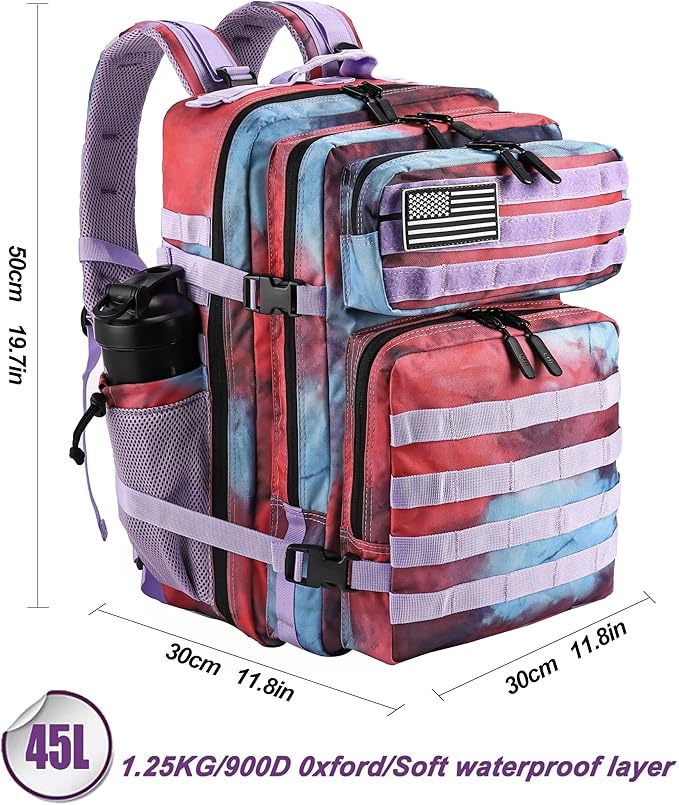 LHI Military Tactical Backpack for Men and Women 45L Army 3 Days Assault Pack Bag Large Rucksack with Molle System