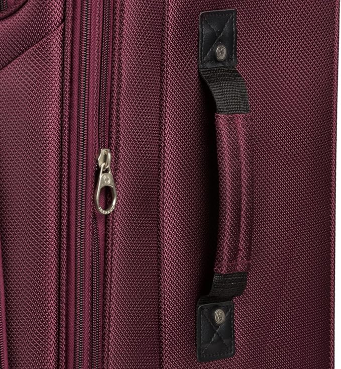 SWISSGEAR Sion Softside Expandable Spinner Luggage Durable Lightweight Travel Suitcase, Merlot, Checked-Medium 25-Inch