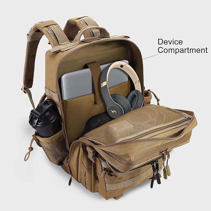 LHI Military Tactical Backpack for Men and Women 45L Army 3 Days Assault Pack Bag Large Rucksack with Shoe Compartment