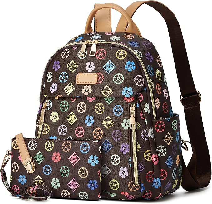 Makes Mini Backpack for Women, Stylish Daypack Purse Handbag Small Casual Daily Travel Bag, Lady Girls Gifts for Work School, 2pcs Sets