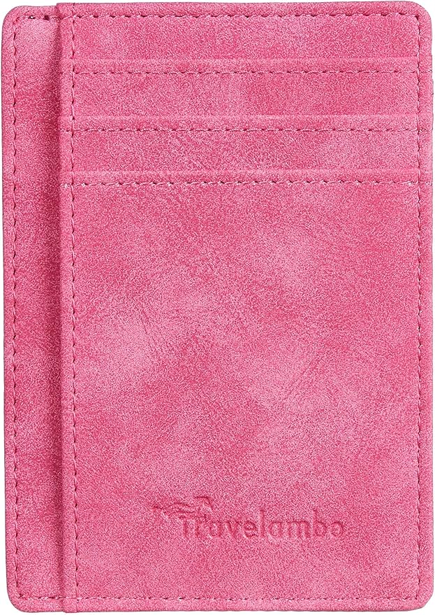 Travelambo Slim Wallet Front Pocket Minimalist Leather RFID Blocking Medium Size