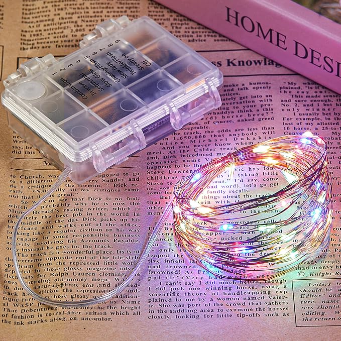 Ariceleo 2 Pack 16.4 Ft. Battery Operated Outdoor String Lights with Remote & Timer, LED Multi Color Fairy Lights, Waterproof Twinkle Lights for Bedroom, Dorm, Mason Jar, Wedding, Party, Christmas
