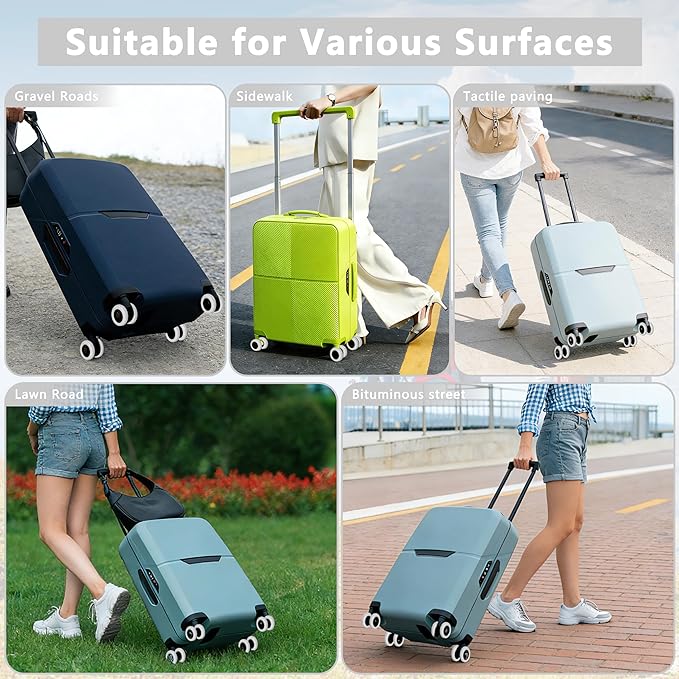8 Pcs Upgraded Luggage Wheel Covers, Suitcase Protector, Wear-Resistant Anti-Noise Silicone Wheel Covers for 2-2.4” Spinner Wheels, Travel Accessories for Carry On Luggage (Grey, Small)