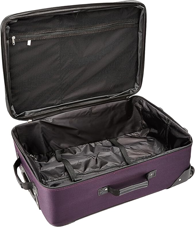 Rockland Journey Softside Upright Luggage Set, Expandable, Purple, 4-Piece (14/19/24/28)