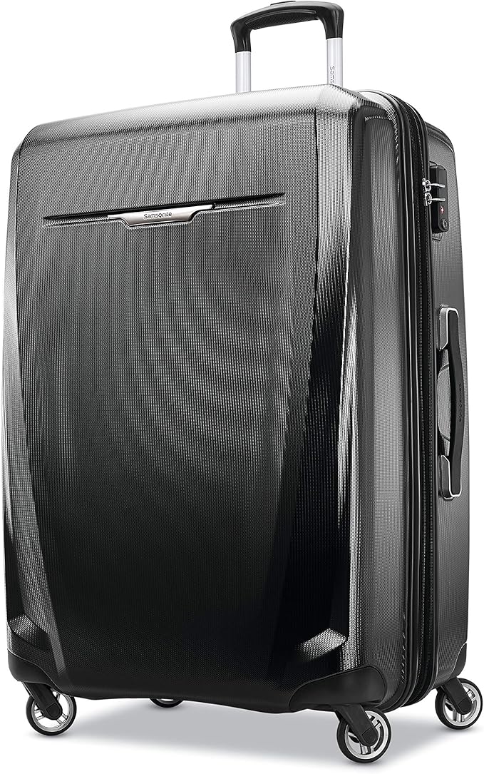 Samsonite Winfield 3 DLX Hardside Expandable Luggage with Spinners, Black, Checked-Large 28-Inch