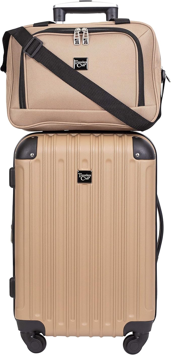 Travelers Club Midtown Hardside 4-Piece Luggage Travel Set, Tan