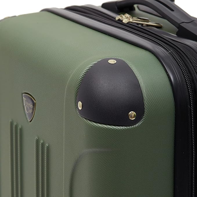Travelers Club Chicago Hardside Expandable Spinner Luggage, Thyme Green, 22" Carry-On