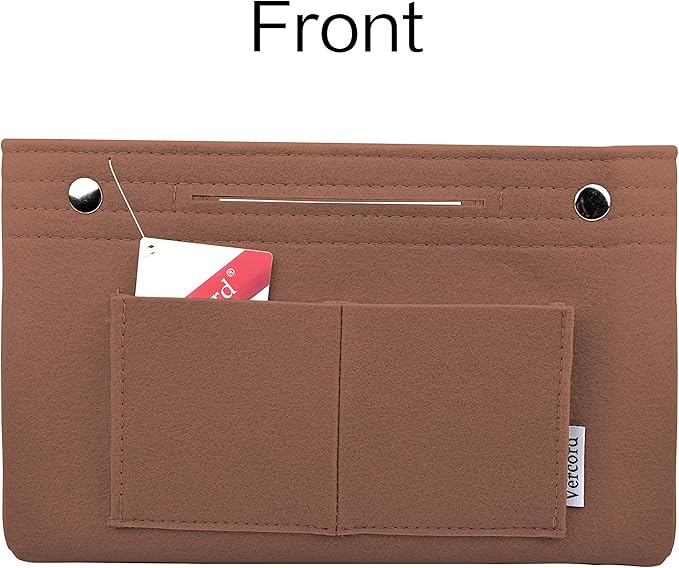Vercord Felt Purse Tote Organizer Insert Divider Inside Handbag for Women Medium Coffee