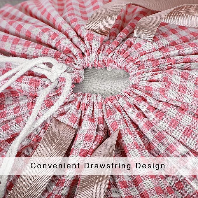 Extra Large Laundry Bag with Drawstring and Handle, Heavy Duty Travel Dirty Clothes Bag for Laundromat and Household, Durable Rip-Stop Laundry Hamper Liner, 28 x 40 Inch, Check Pink