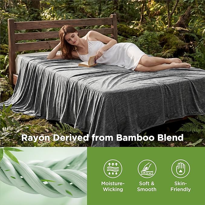 Bedsure Summer Cooling Blanket Queen Size, Lightweight Cold Blankets for Sleeping, Ice Cool Thin Bed Top Arc-Chill Summer Bedding for Hot Sleepers Night Sweats with Rayon Derived from Bamboo, 90x90