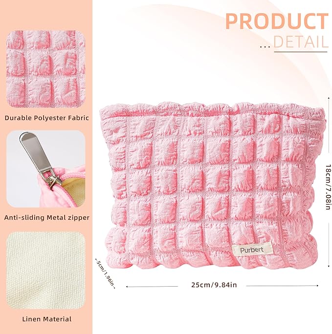 Makeup Bag, Bubble Cloud Travel Cosmetic Bag Organizer, Large Capacity Toiletry Make Up Bags with Zipper for Women and Girls, Pink
