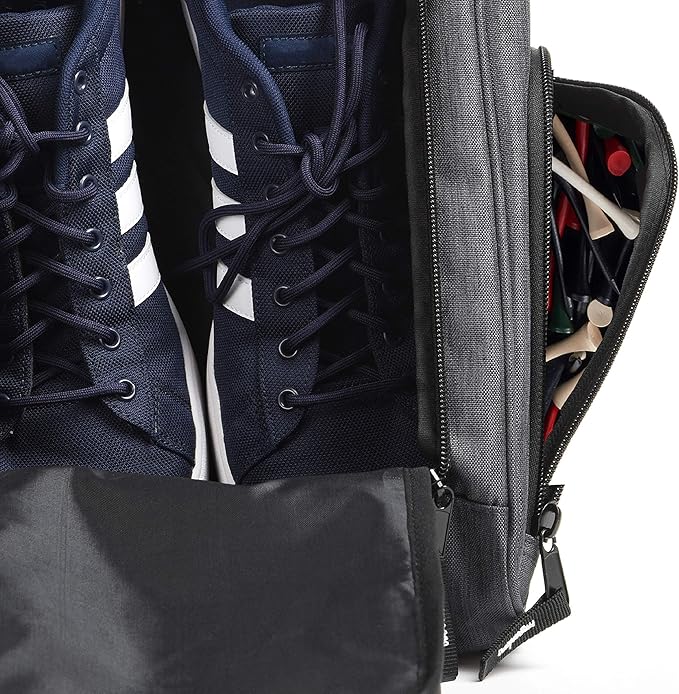 Athletico Golf Shoe Bag - Zippered Shoe Carrier Bags With Ventilation & Outside Pocket for Socks, Tees, etc. (Gray)