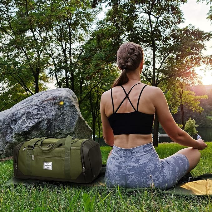 Laripwit Travel Duffle Bag for men 40L Medium Sports Gym Bag with Wet Pocket & Shoes Compartment Weekender Overnight Backpack for Traveling Duffel Bag Backpack for Women, Green
