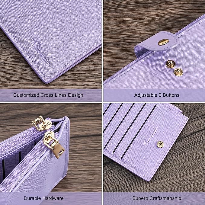 Travelambo RFID Wallet Women Large Size Bifold Multi Card Wallet Case with Zipper Pocke Credit Card Holder for Women