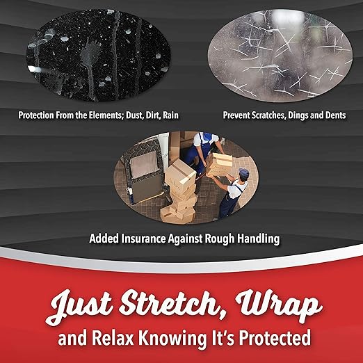 12 Pack Industrial Strength Mini Hand Stretch Wrap with 2 Plastic Handles, 60 Gauge Thick, 5" x 1000 Ft Roll, Shrink Wrap Roll for Moving Pallets, Plastic Wrap for Packing, Heavy Duty Stretch Film