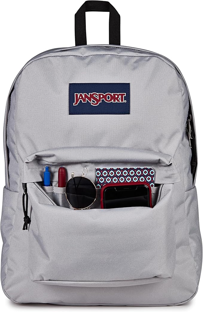 JanSport SuperBreak One Backpack - Durable, Lightweight Bag with 1 Main Compartment, Front Utility Pocket with Built-in Organizer, Premium Backpack, Grounded Grey