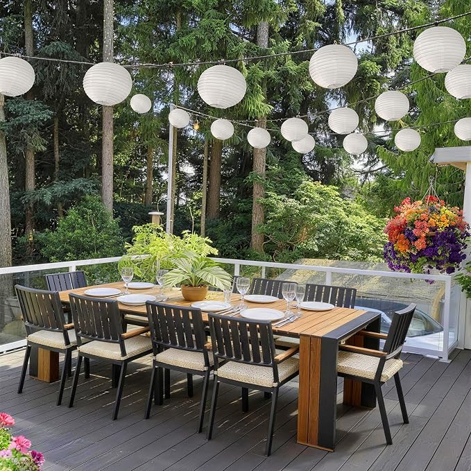 KNONEW 10 Pack 10" White Silk Outdoor Lanterns Decorative Party Hanging Chinese Japanese Waterprooof Round Lantern for Weddings, Birthdays, Parties Decoration (No Light Bulbs Included)
