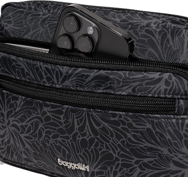 Baggallini Securtex Anti-theft Belt Bag 8.8"x5.5" Crossbody Fanny Pack for Women RFID Wallet Locking Zipper Travel Purse