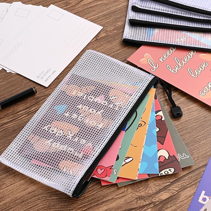 12Pcs Mesh Zipper Pouch,9x4.4 Inches Durable Pouches,Organizing Storage with Zipper for Bill,File and Travel,Multi-Purpose Stationery Pouch