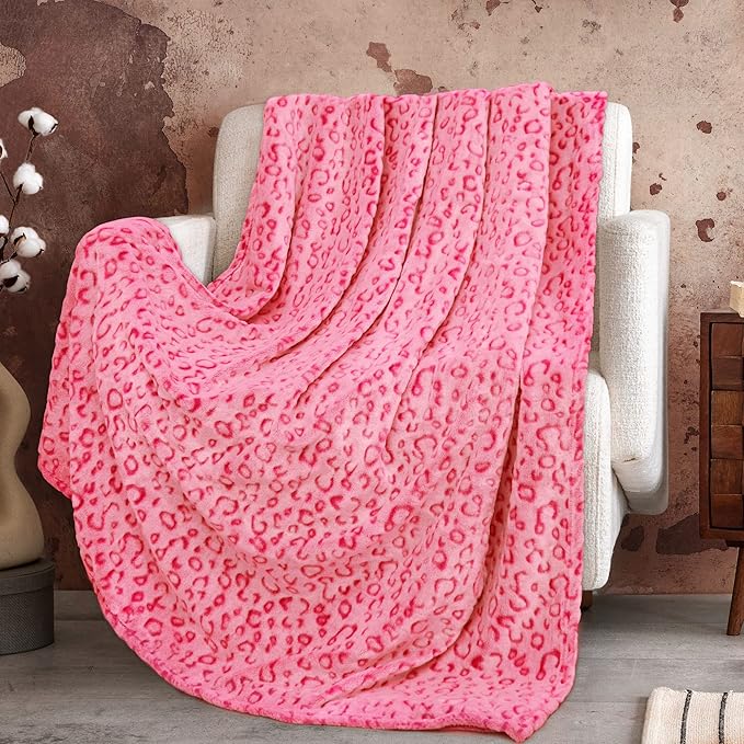 ZHIKU Pink Blanket for Women - Cheetah Print Blanket Pink Gifts for Women Mother Girls Soft Warm Leopard Print Throw Blanket for Birthday Gifts 50"x60"
