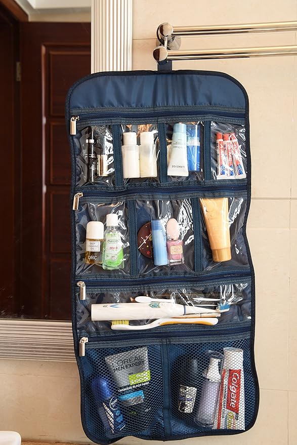 Freegrace Premium Hanging Toiletry Bag for Travel - Cosmetic, Jewelry, Toiletry, Makeup & Accessory Storage Organizer Bag, Large Size for Women & Men