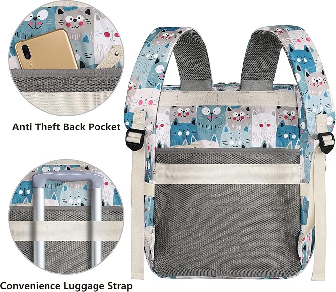 FALANKO Laptop Backpack for Women,Teacher Doctor Nurse Work Purse Bag for 15.6 Inch Laptop,Cute Cartoon Pattern backpack With RFID Anti Theft Pocket, Large Travel Bookbag for Women