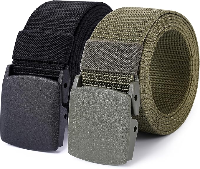 Mile High Life Nylon Web Belt Outdoor Military Belt With TSA Safe Plastic Buckle Belt