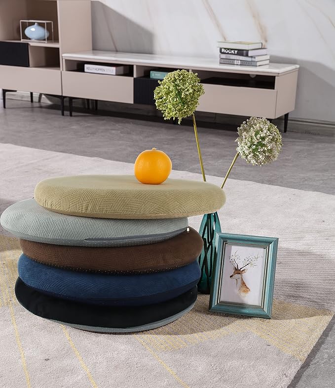 Sigmat Memory Foam Seat Cushion Anti-Slip Soft Round Stool Cushion Chair Pad 16 Inch Camel