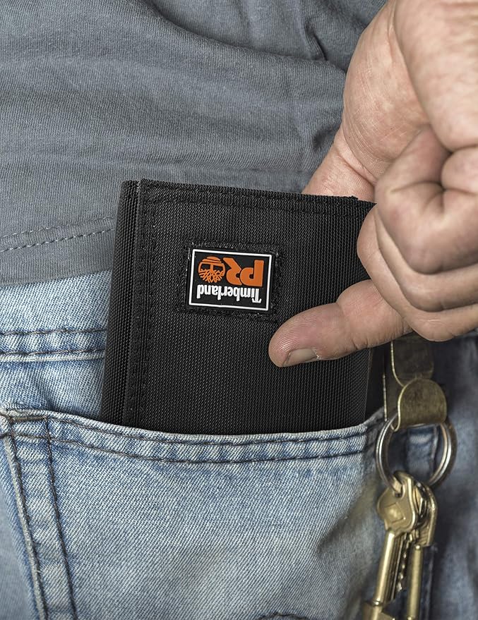 Timberland PRO Men's Cordura Nylon RFID Trifold Wallet with ID Window