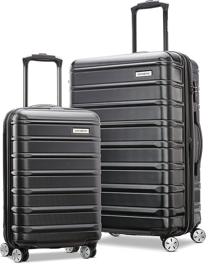 Samsonite Omni 2 Hardside 2 Piece Set - Includes Global Carry-On & Medium Checked Suitcases - 360° Dual Spinner Wheels - Integrated TSA Lock & Expansion - Amazon Exclusive - Midnight Black