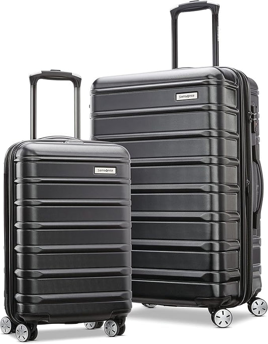 Samsonite Omni 2 Hardside 2 Piece Set - Includes Global Carry-On & Medium Checked Suitcases - 360° Dual Spinner Wheels - Integrated TSA Lock & Expansion - Amazon Exclusive - Midnight Black