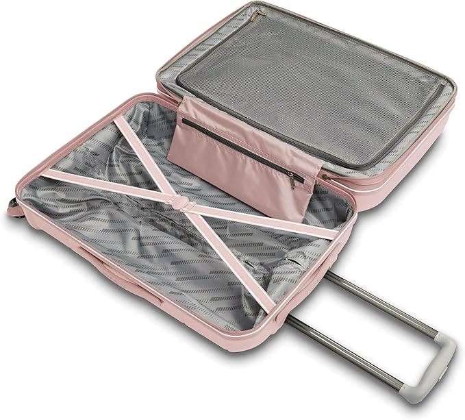 American Tourister Stratum 2.0 Expandable Hardside Luggage with Spinner Wheels, 2-Piece Set 20/24, Pink Blush