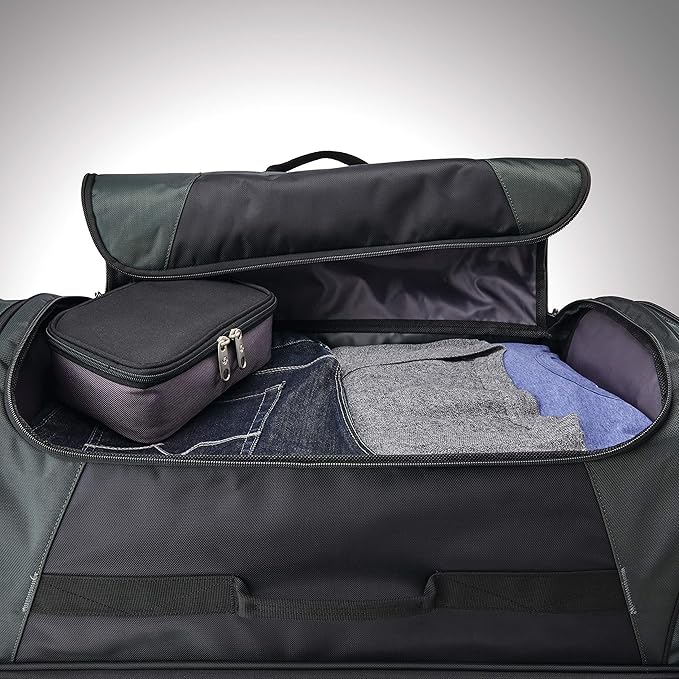 Samsonite Andante 2 Wheeled Duffel Bag – 32-Inch Durable Rolling Luggage with Inline Skate Wheels, Push-Button Handle & Spacious Compartments – Travel-Friendly and Lightweight - Riverrock/Black