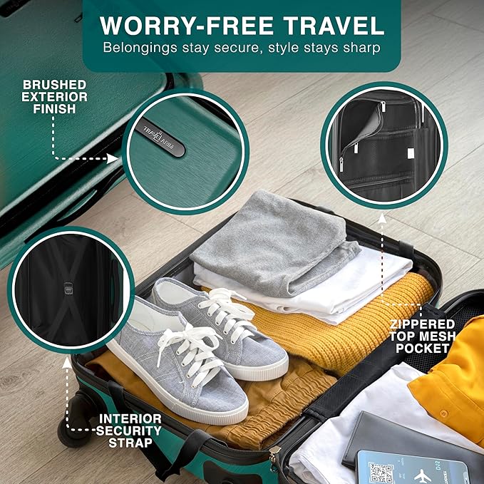 24 Inch Luggage with Spinner Wheels, Hard Shell Suitcase with TSA Locks for Luggage, Travel Large Suitcase, Expandable Hard Shell Suitcases, Green
