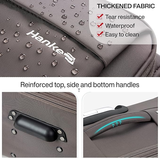Hanke 28 Inch Luggage with Spinner Wheels Expandable Large Suitcase with Wheels Softside Check in Luggage Rolling Suitcase with Lock Lightweight Travel Luggage for Men and Women.(Coffee)