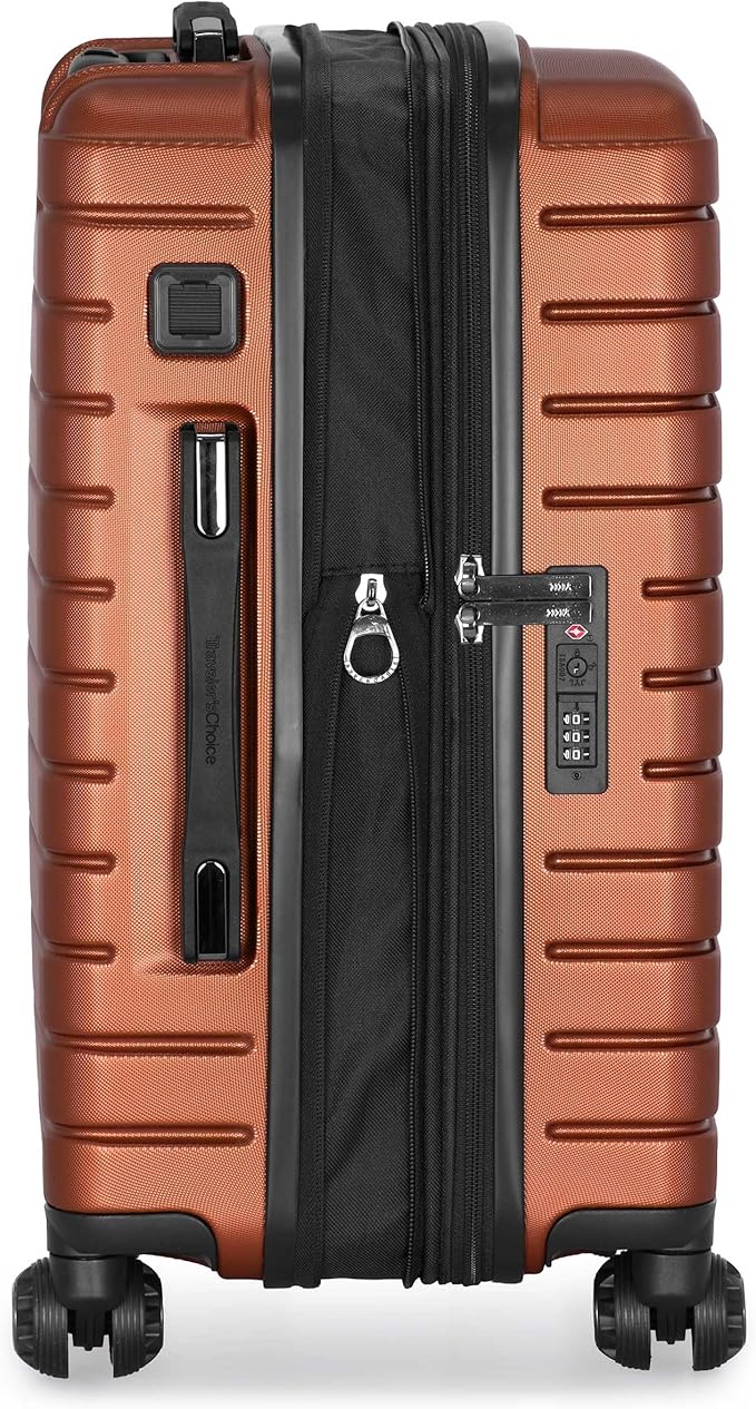 Traveler's Choice Archer Polycarbonate Hardside Spinner Luggage Set, Tie Down Straps, Orange, Carry-On 21-Inch