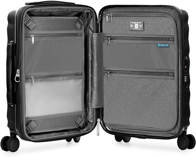Traveler's Choice Edinburgh II Hardside Spinner Luggage, TSA Lock, Black, 21" Carry-on