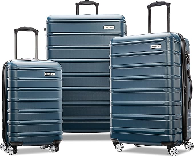 Samsonite Omni 2 Hardside 3 Piece Set - Includes Global Carry-On, Medium, & Large Checked Suitcases - 360° Dual Spinner Wheels - Integrated TSA Lock & Expansion - Amazon Exclusive - Nova Teal