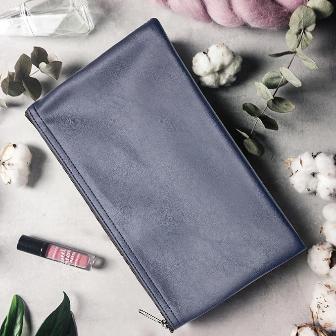 Multi-Purpose Zipper Bag, Reusable, Travel Pouch, Lightweight, Makeup Organizer, 11 x 6 Inch (Navy Blue)