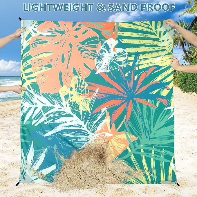 Beach Blanket Waterproof Sandproof Extra Large Beach Mat 79" X 83"/120"x108"for 1-8 Adults Quick Drying Durable Outdoor Picnic Mat for Beach Travel Camping Hiking