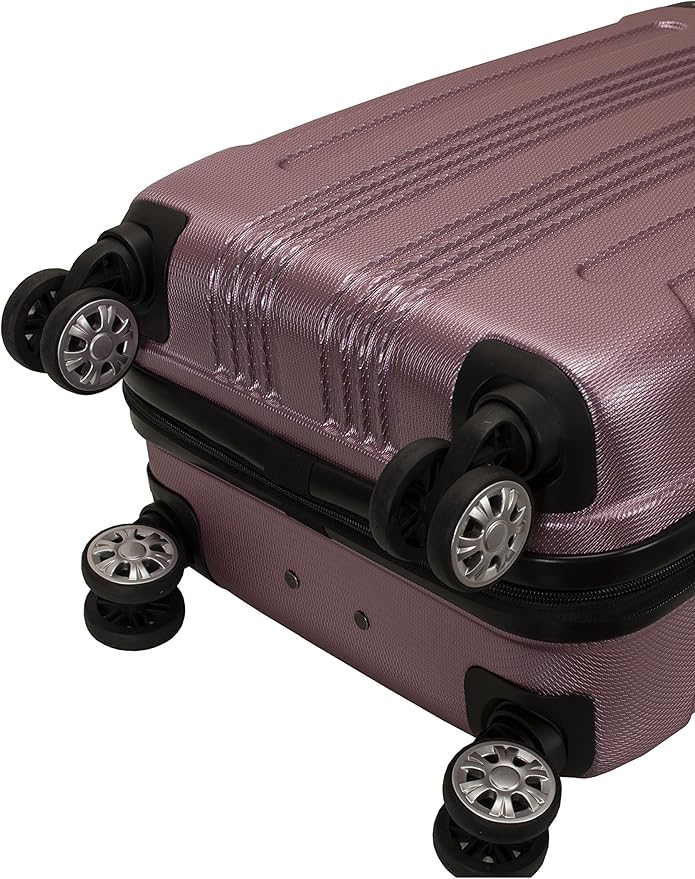 Rockland London Hardside Spinner Wheel Luggage, Pink, Carry-On 20-Inch