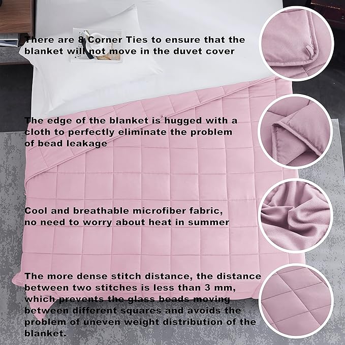 L'AGRATY Weighted Blanket - 60"x80" 22lbs Cooling Breathable Heavy Blanket Microfiber Material with Glass Beads for Adult All-Season Summer Fall Winter Soft Thick Comfort