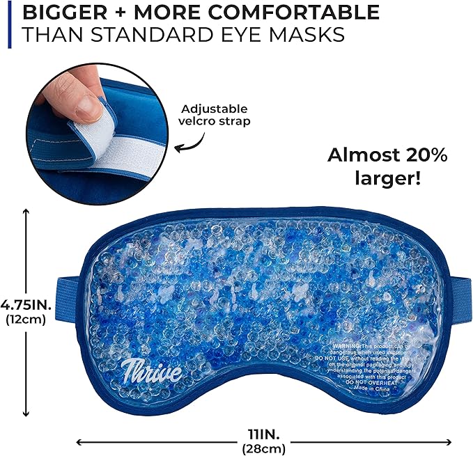Thrive Gel Bead Eye Mask - Hot & Cold Therapy for Eye Care - Migraine Mask for Headache Relief - Face Ice Pack for Puffiness Relief - Blush, Pack of 1