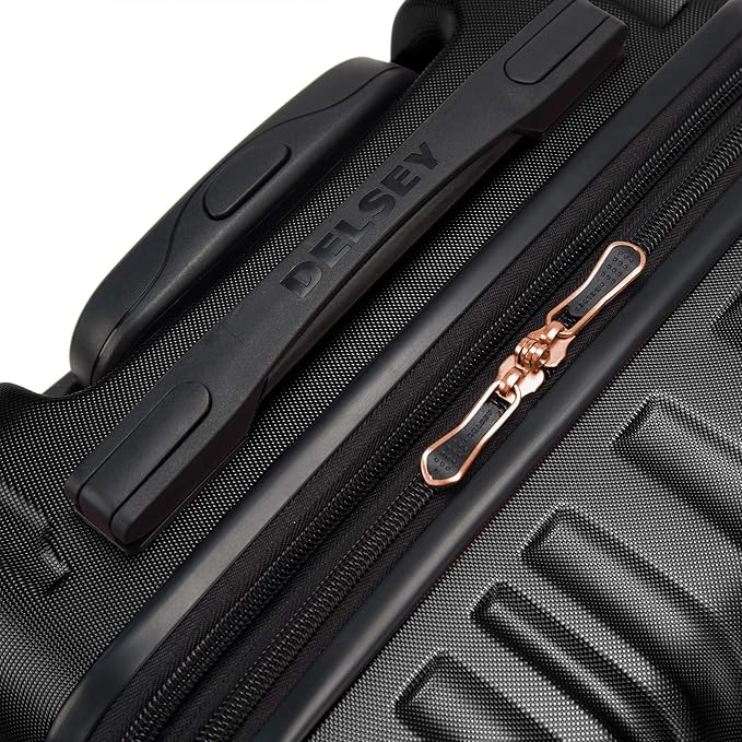 DELSEY PARIS Alexis Hardside, Medium Checked, Expandable Luggage with 4 Spinner Wheels, Lightweight Suitcase, 25-Inch, Black/Rose Gold