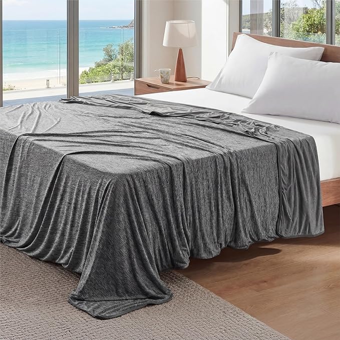 Bedsure Summer Cooling Blanket Queen Size, Lightweight Cold Blankets for Sleeping, Ice Cool Thin Bed Top Arc-Chill Summer Bedding for Hot Sleepers Night Sweats with Rayon Derived from Bamboo, 90x90