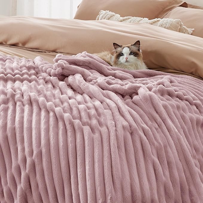 Bedsure GentleSoft Pink California King Size Blanket for Couch - Cozy Soft Blankets for Women, Cute Small Fleece Throws for Girls, Birthday Gifts for Women, 102x96 Inches